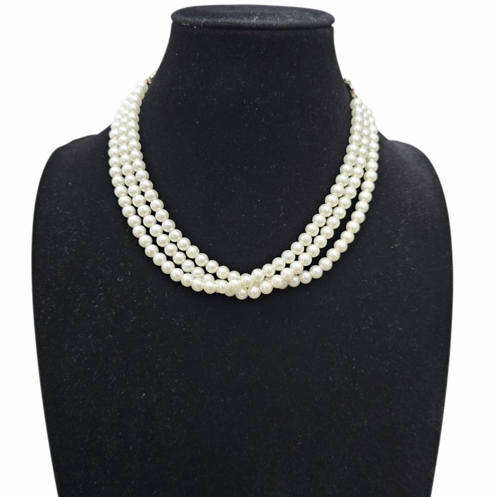 Lady Remington Vintage Tree Strand Faux White Pearl Necklace Gold-Tone 22$